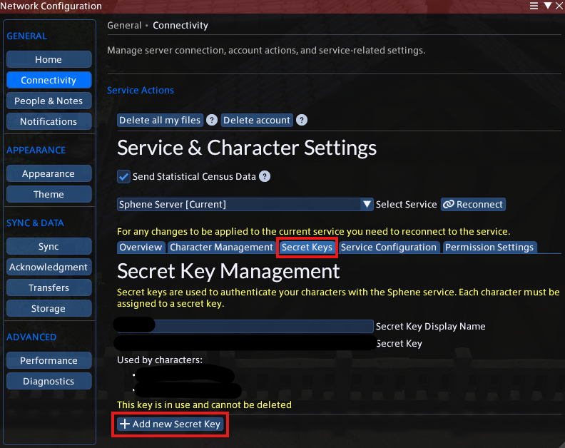 Sphene Add Secret Key